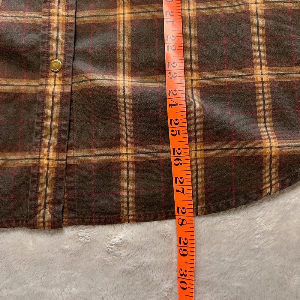 Lauren Ralph Lauren Brown Plaid Button Up Shirt Womens 1X Cotton Preppy - Picture 7 of 8